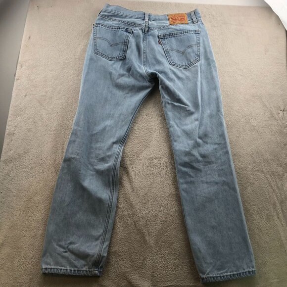 Levi's Mens Jeans Size 34x34 505 Slim Straight Leg Blue Denim Light Wash Casual - Picture 12 of 12